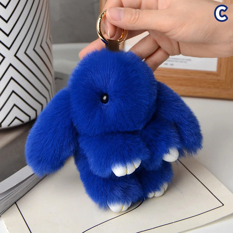 Chic 15cm Rabbit Fur Keychain for Bags & Gifts ATHLEXES