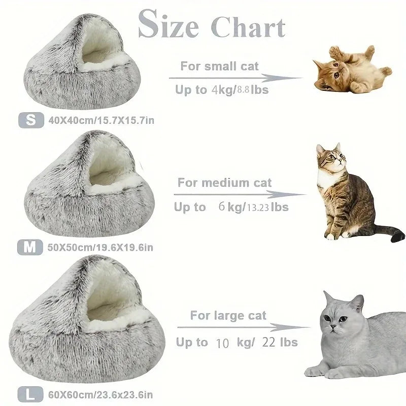 PurrNest Plush Cat Bed: Cozy 2-in-1 Winter Retreat ATHLEXES