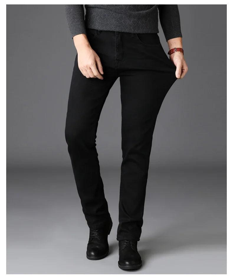Classic Black Biker Stretch Denim Trousers ATHLEXES