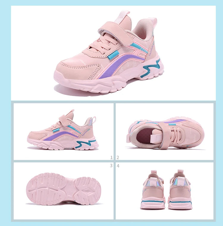 Chic Pink Girls Leather Sport Sneakers ATHLEXES