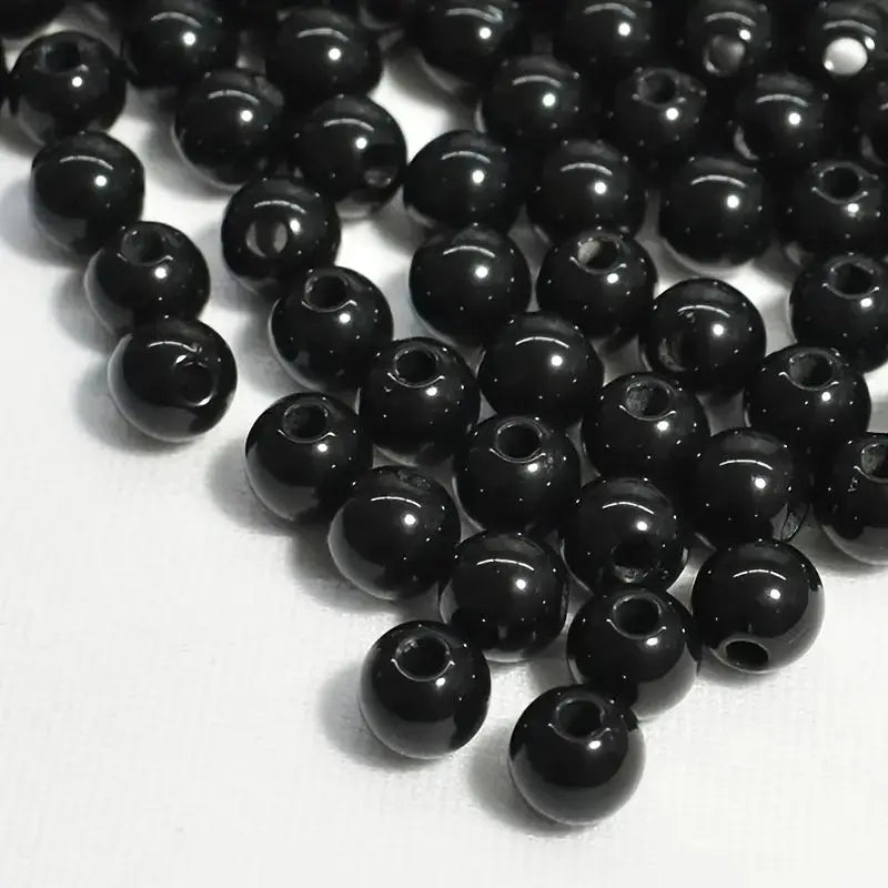 Elegant Black 8mm Round Loose Beads for Jewelry Making ATHLEXES