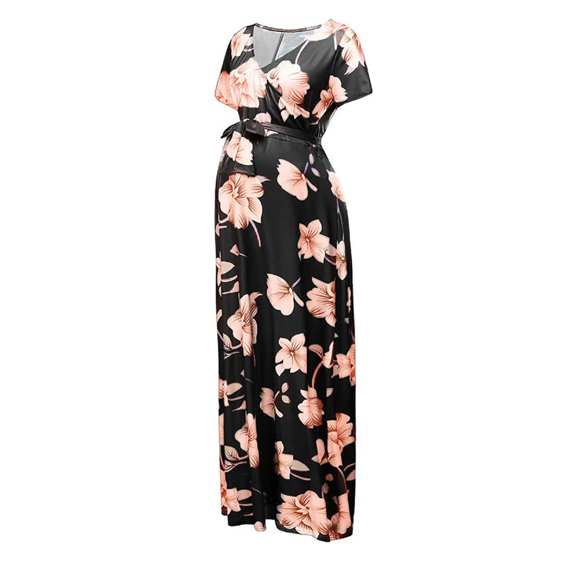 BloomEase Floral Maternity Maxi Dress ATHLEXES