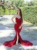 Elegant Strapless Black Maxi Dress with Front Slit ATHLEXES