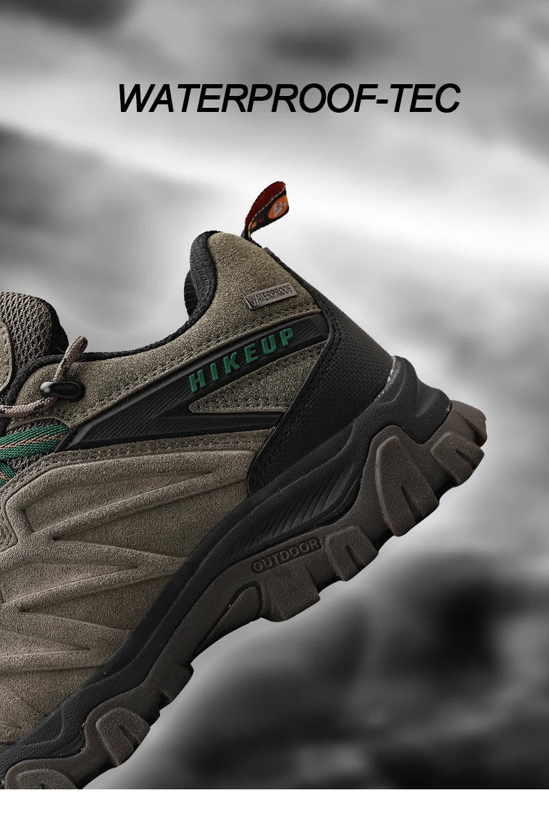 HIKEUP Premium Leather Hiking Shoes for Men - Durable Trekking Sneakers ATHLEXES
