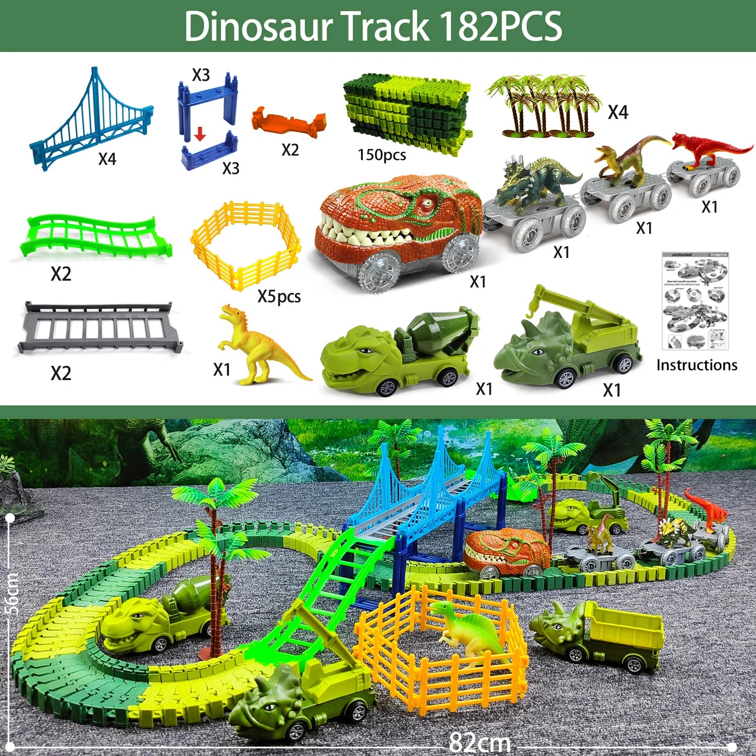 DinoTrack Electric Climbing Race Car Set for Kids ATHLEXES