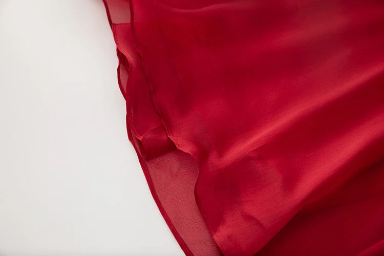 Elegant Red Chiffon Party Dress for Women ATHLEXES