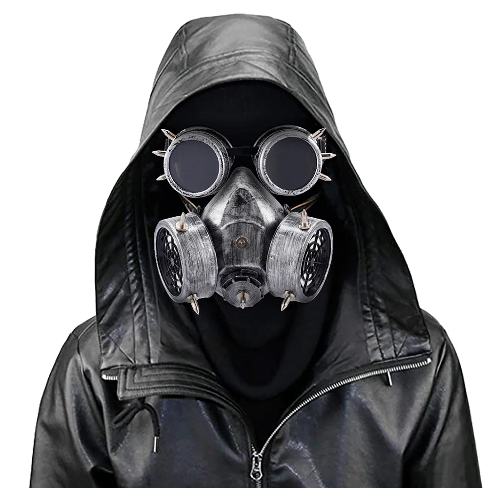 Gothic Steampunk Gas Mask with Goggles for Cosplay ATHLEXES
