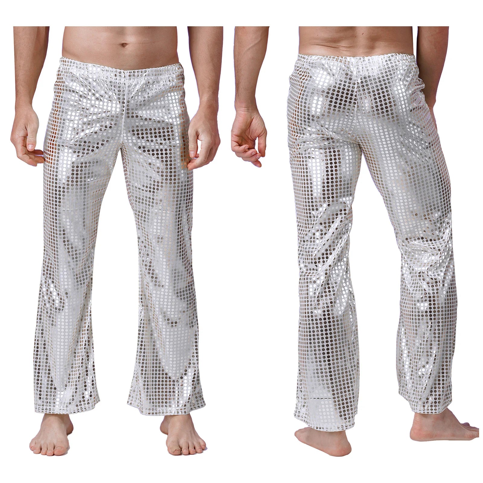 Shiny Sequins Disco Party Bell-Bottom Pants ATHLEXES