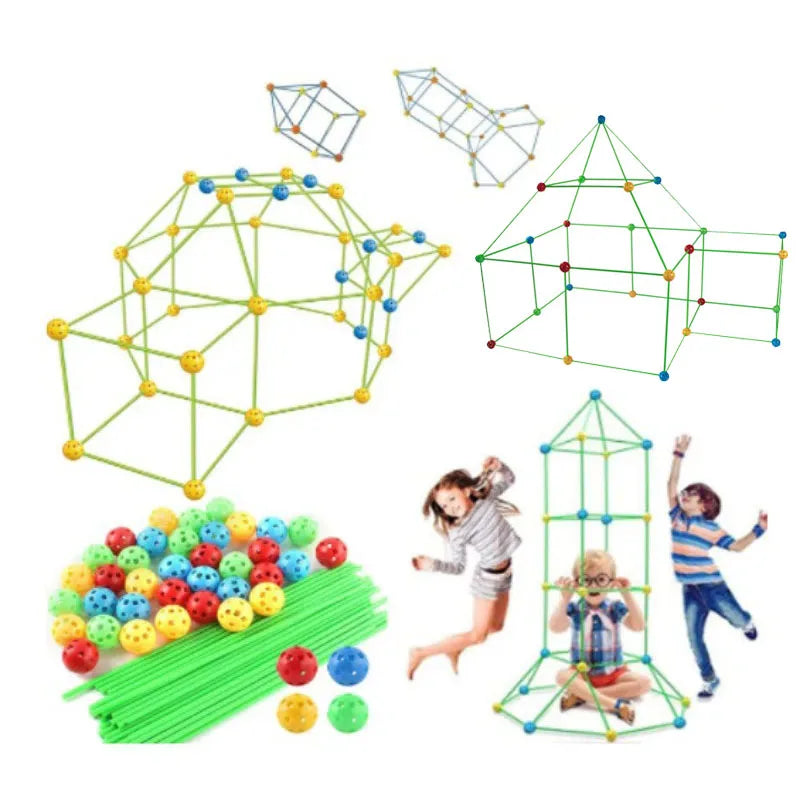 Creative Kids Fort Building Blocks Tent Brick Kit for DIY Fun ATHLEXES