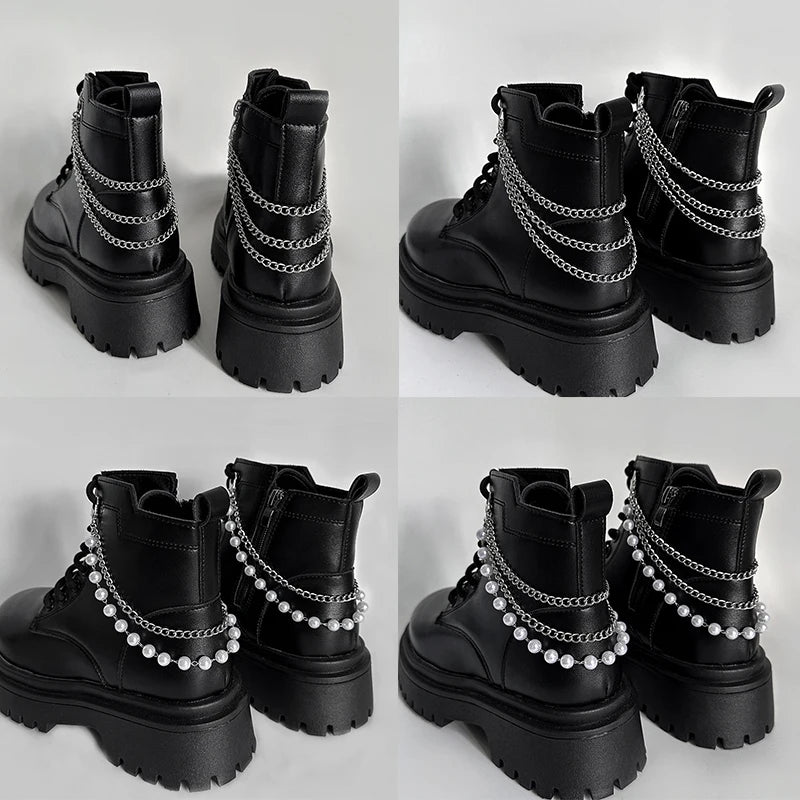 Elegant Pearl Chain Accessories for Martin Boots and Shoes ATHLEXES