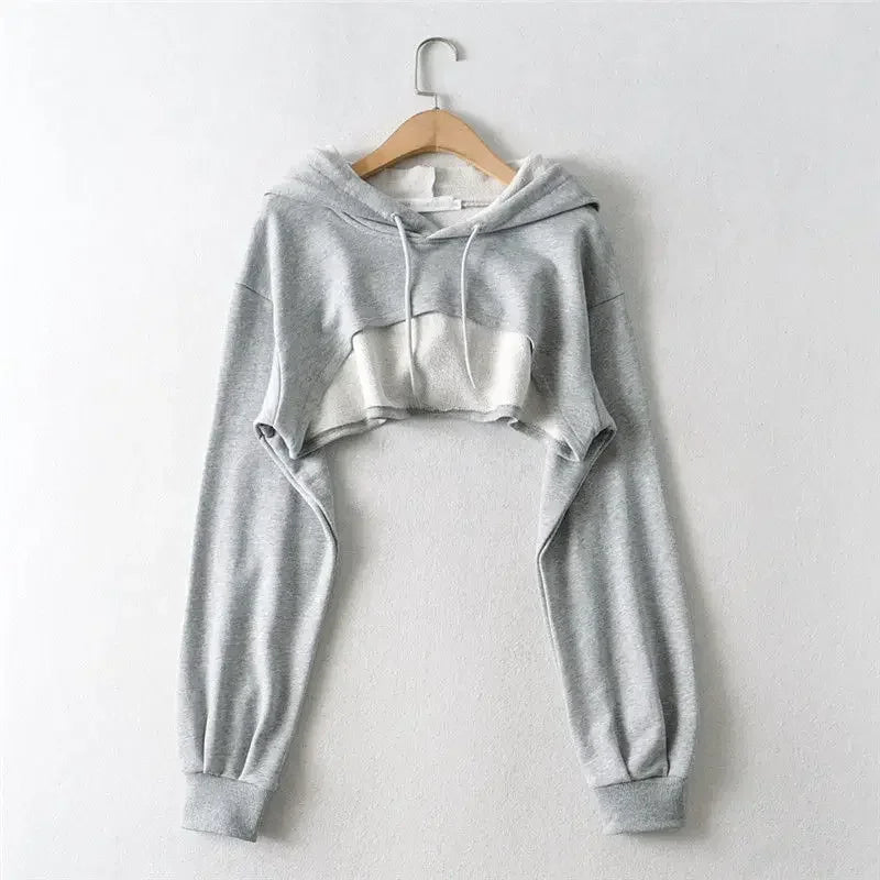Chic Y2K Irregular Crop Hoodie for Trendy Women ATHLEXES