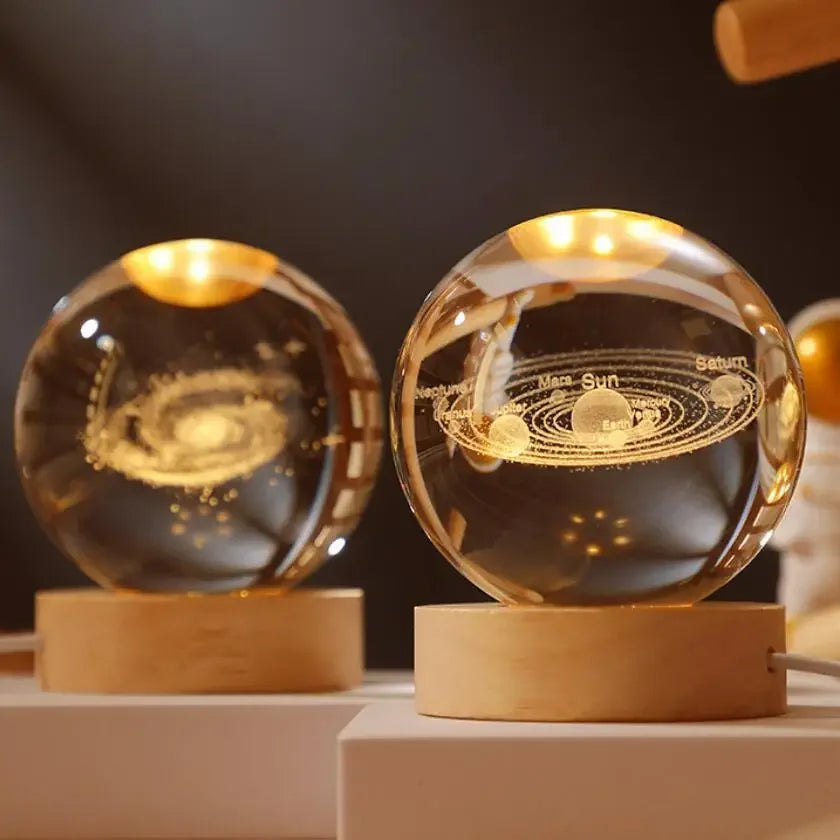 Galactic Saturn Crystal Ball with Wooden Base ATHLEXES