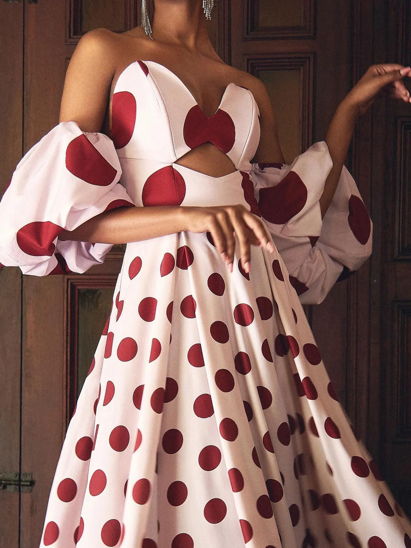Chic Polka Dot Halter A Line Dress for Women ATHLEXES