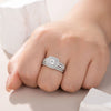 Newshe Elegant 925 Silver Halo Wedding Ring Set ATHLEXES