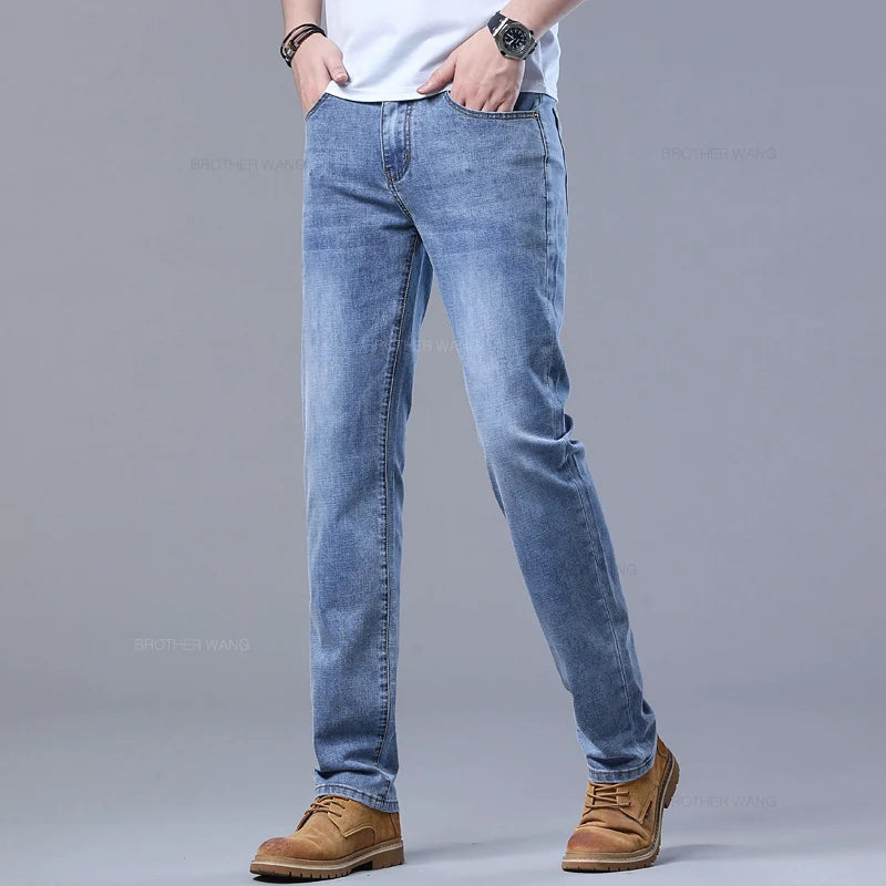Light Blue Slim Fit Stretch Jeans for Men ATHLEXES