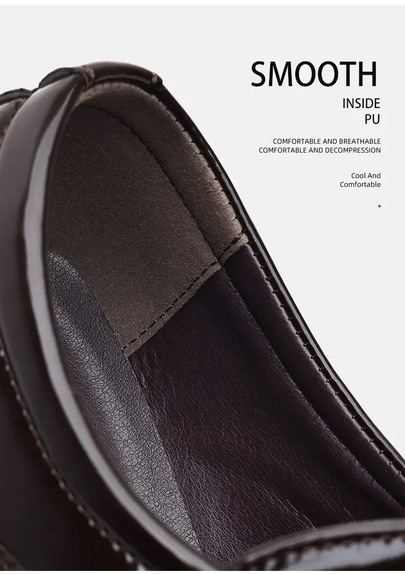 Classic Black Pointed Toe Leather Loafers for Men ATHLEXES