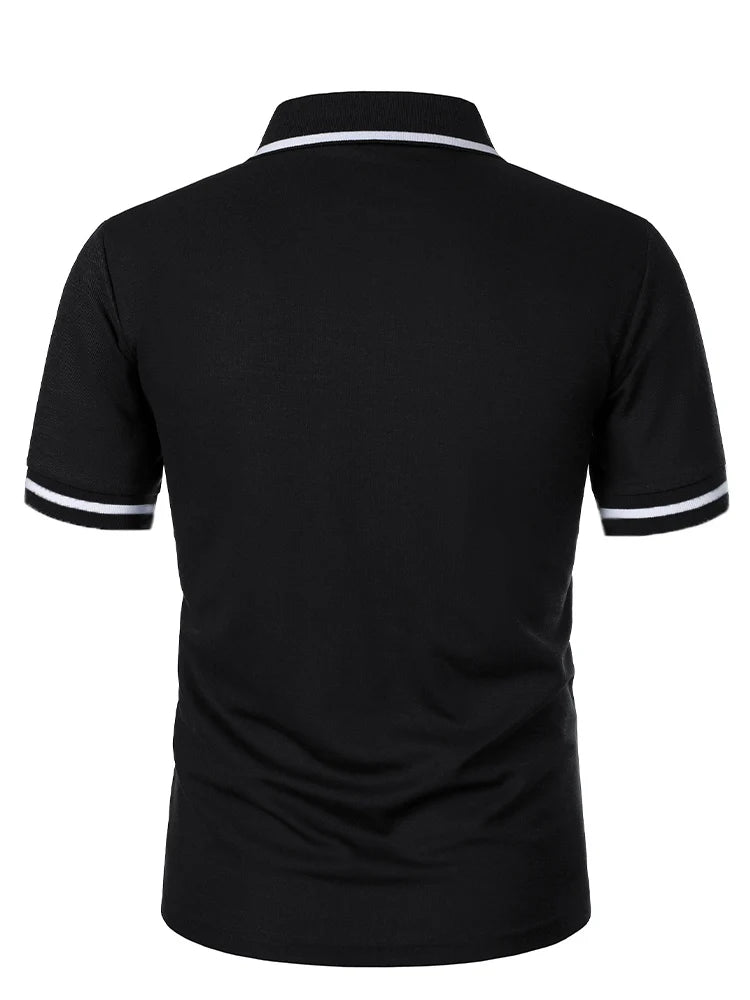Luxe Lapel Solid Color Men's Short Sleeve Polo ATHLEXES