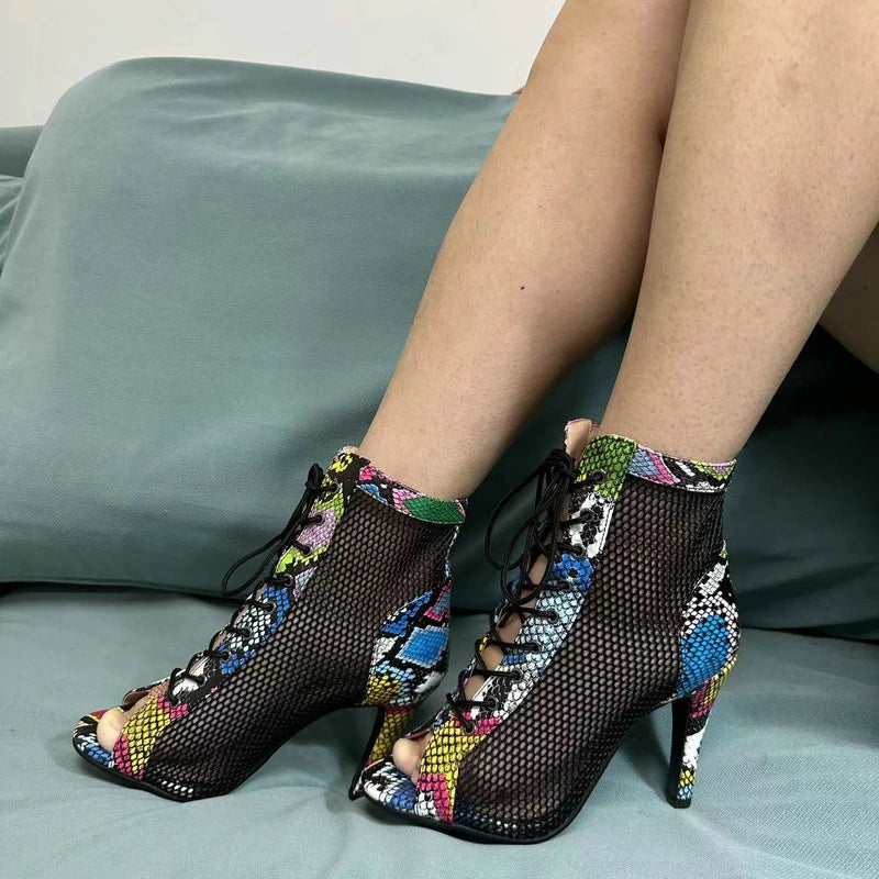Hollow Mesh Peep Toe Stilettos: Summer High Heel Fashion ATHLEXES