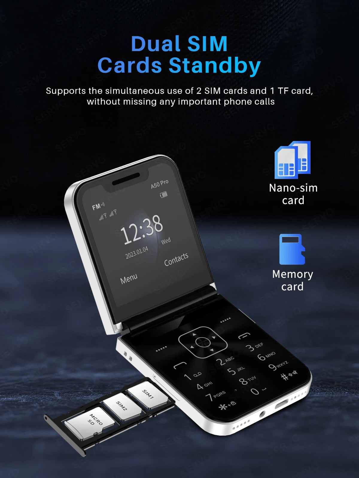SERVO A50 PRO Dual SIM Flip Phone with Magic Features ATHLEXES