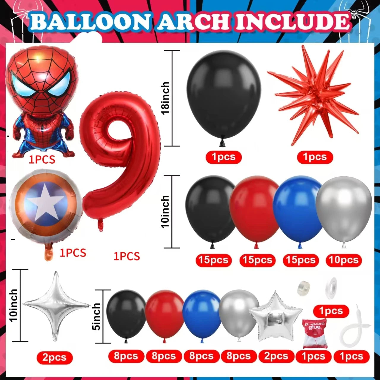 Spiderman Superhero Balloon Garland Kit ATHLEXES
