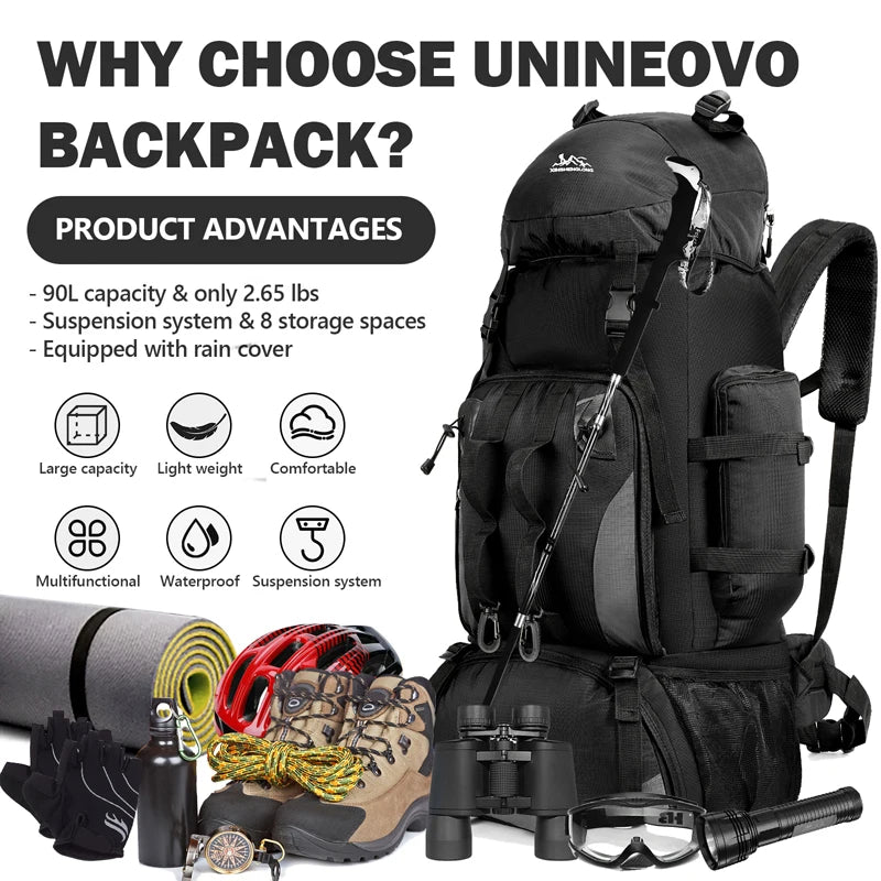 Voyager 90L Waterproof Hiking Backpack ATHLEXES