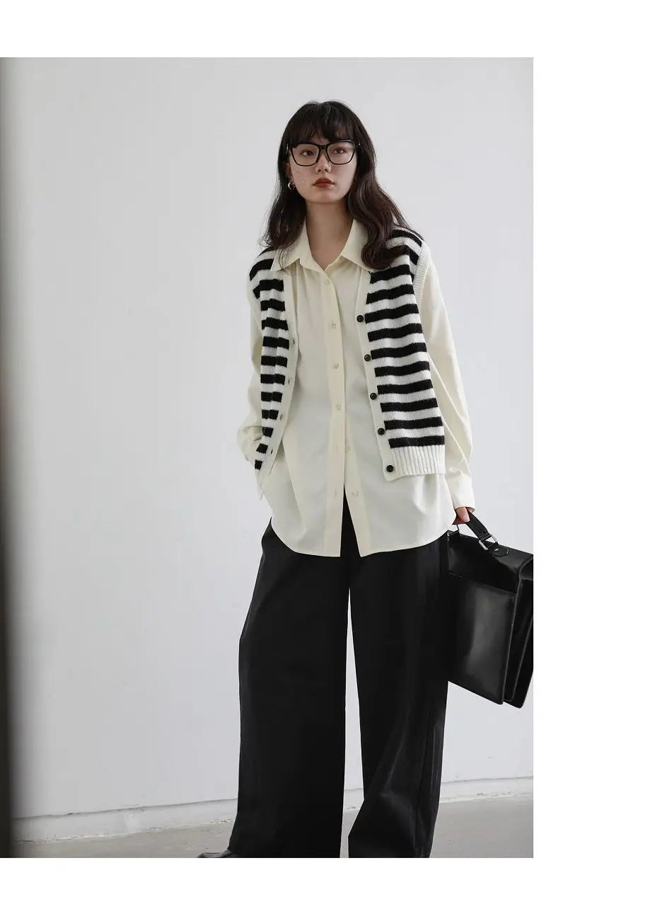 Korean Minimalist Oversized Button-Up Shirt for Women ATHLEXES