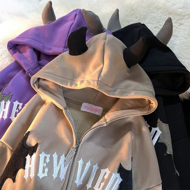 Devil Chic Zipper Hoodie for Stylish Women ATHLEXES