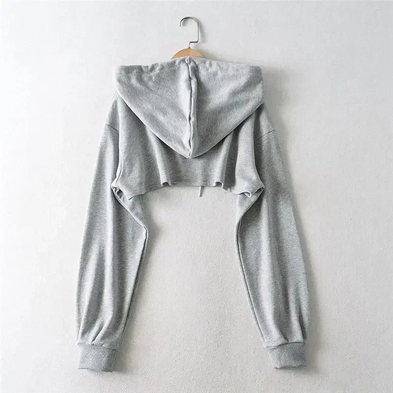 Chic Y2K Irregular Crop Hoodie for Trendy Women ATHLEXES