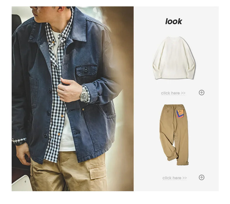Maden Retro Multi-Pocket Navy Hunting Jacket for Men ATHLEXES
