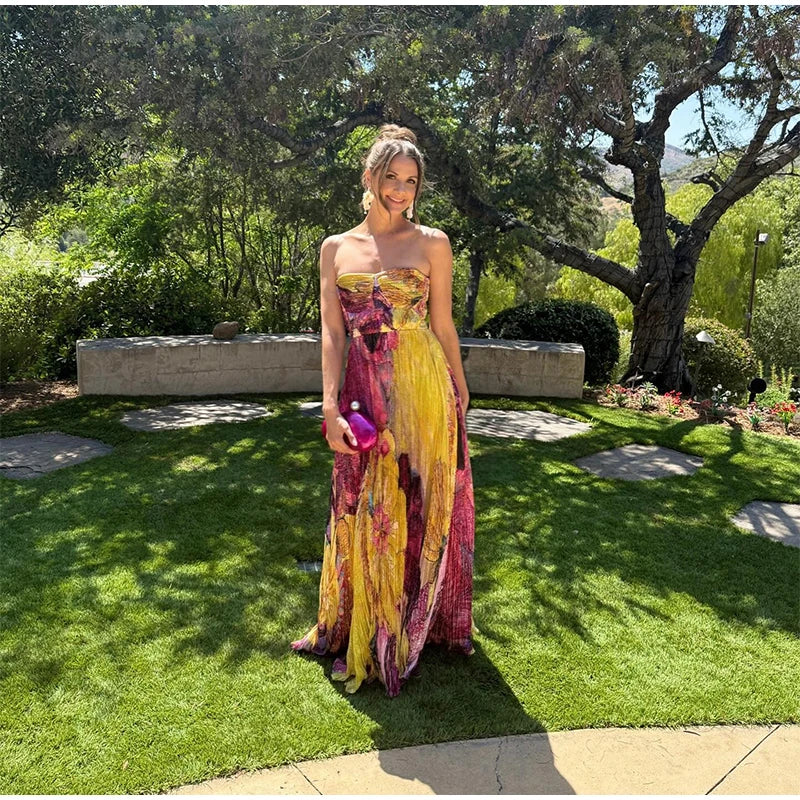 Chic Summer Backless Pleated Dress ATHLEXES