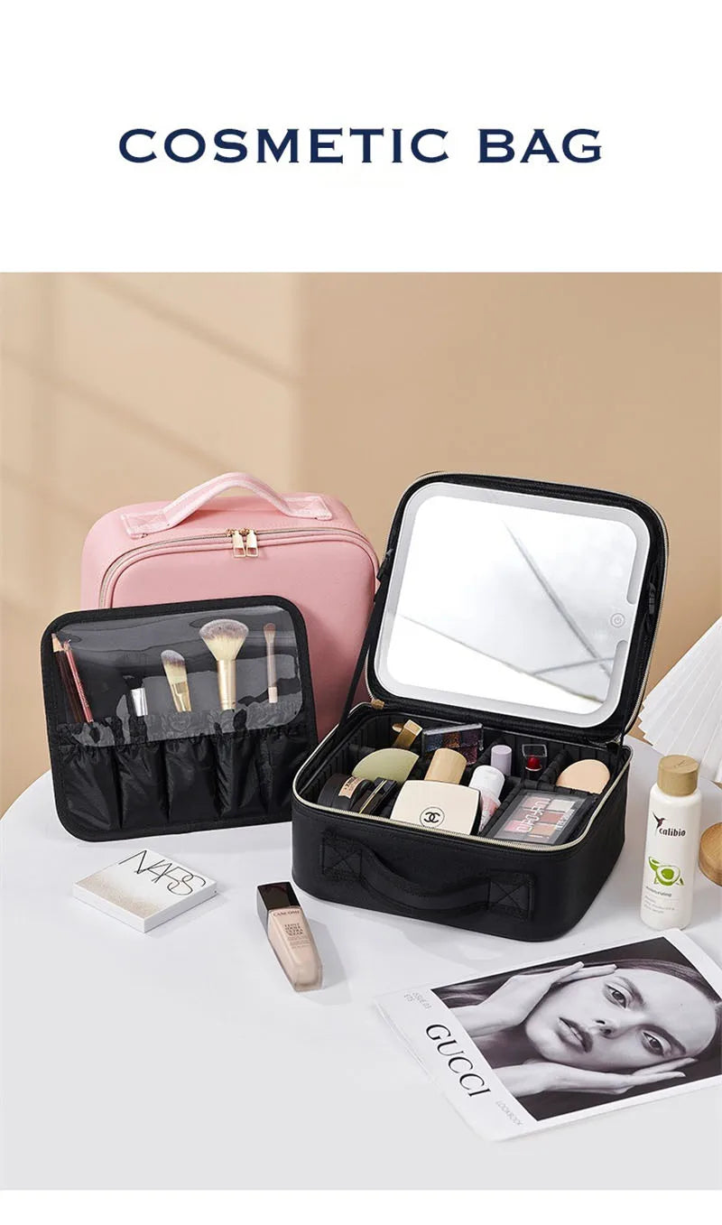 LuxeGlow LED Makeup Case with Mirror ATHLEXES