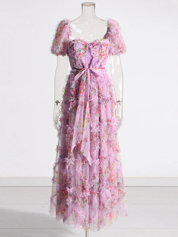 Chic Floral Patchwork Mesh Dress for Women ATHLEXES