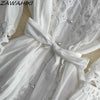 Elegant Hollow Out Lace Long Sleeve Dress ATHLEXES