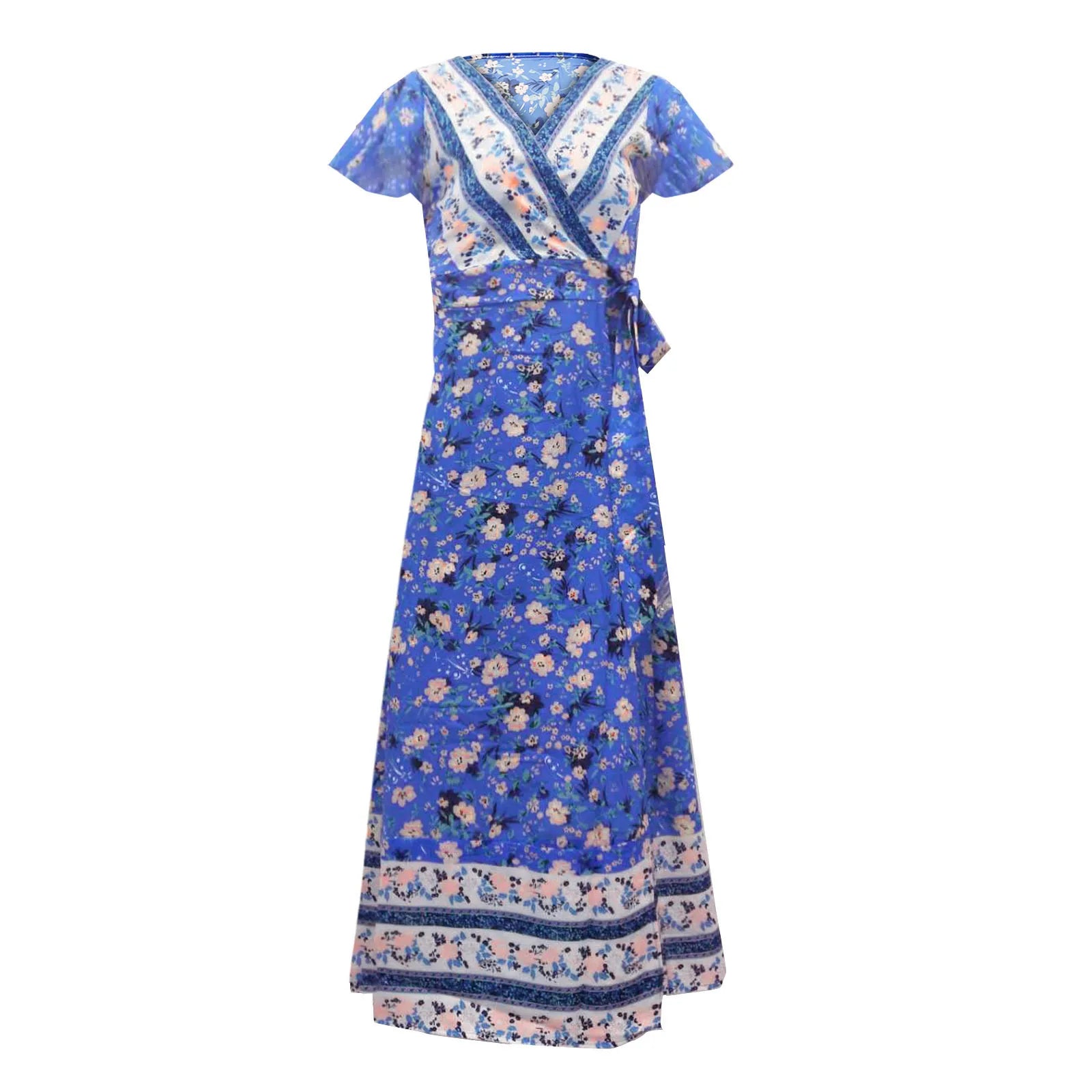 Chic V Neck Summer Slit Maxi Dress for Women ATHLEXES