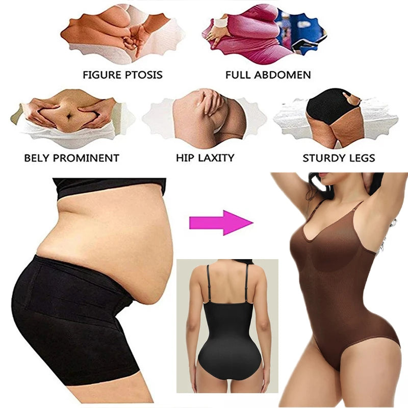 Super Sale V Neck Spaghetti Strap Bodysuit Compression Body Suits Open Crotch Shapewear Slimming Body Shaper Smooth Out Bodysuit ATHLEXES