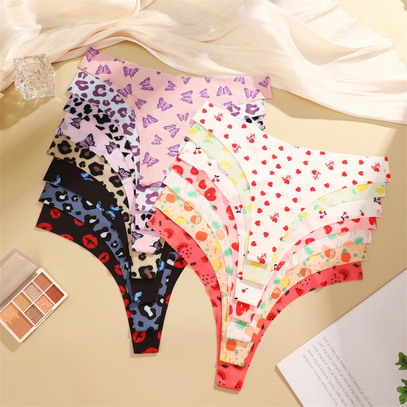 FINETOO 4Pcs Ultra Soft Leopard Print Thongs Comfort Lingerie ATHLEXES