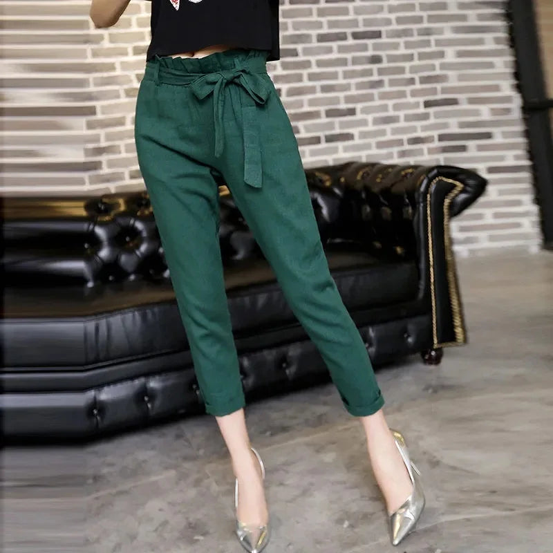 ChicHigh Waist Butterfly Knot Linen Pants ATHLEXES