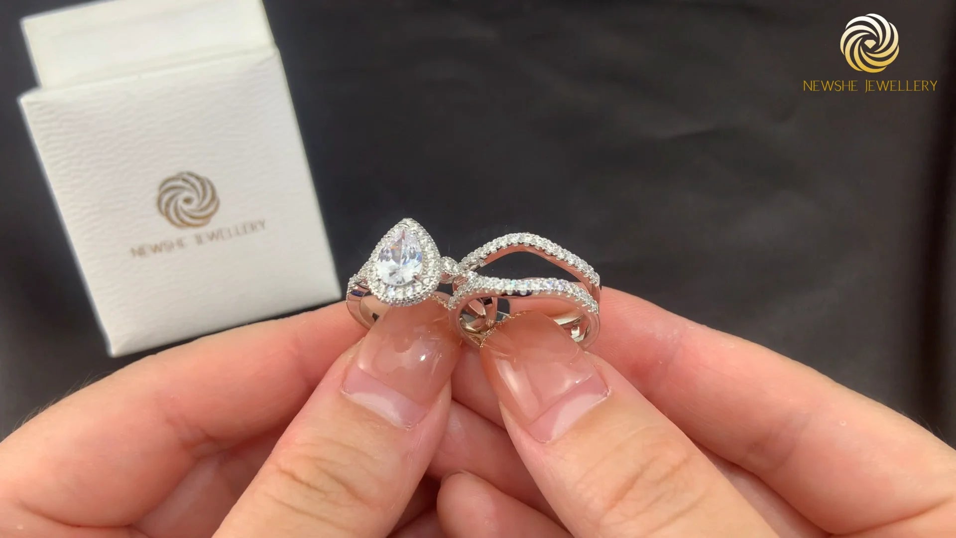 Newshe Sterling Silver Pear Cut Ring Enhancer Set ATHLEXES