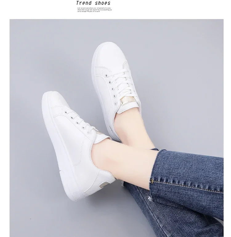 Elegant Lace-Up Women’s Embroidered White Sneakers ATHLEXES