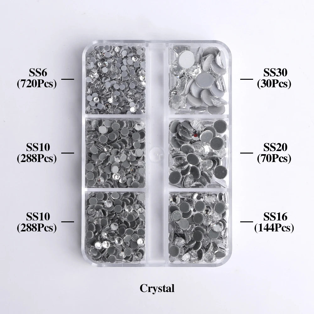GlamCrystal 1540Pcs Hotfix Glass Rhinestones Set SS6-SS30 ATHLEXES