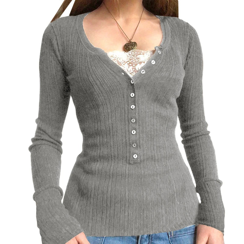 Y2K Aesthetic Vintage Babydoll Knit Sweater Tops ATHLEXES