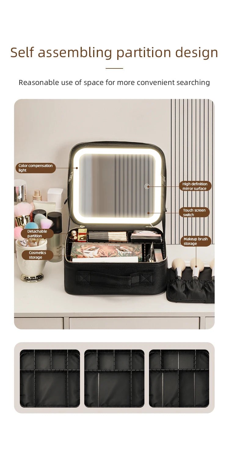 LuxeGlow LED Makeup Train Case ATHLEXES