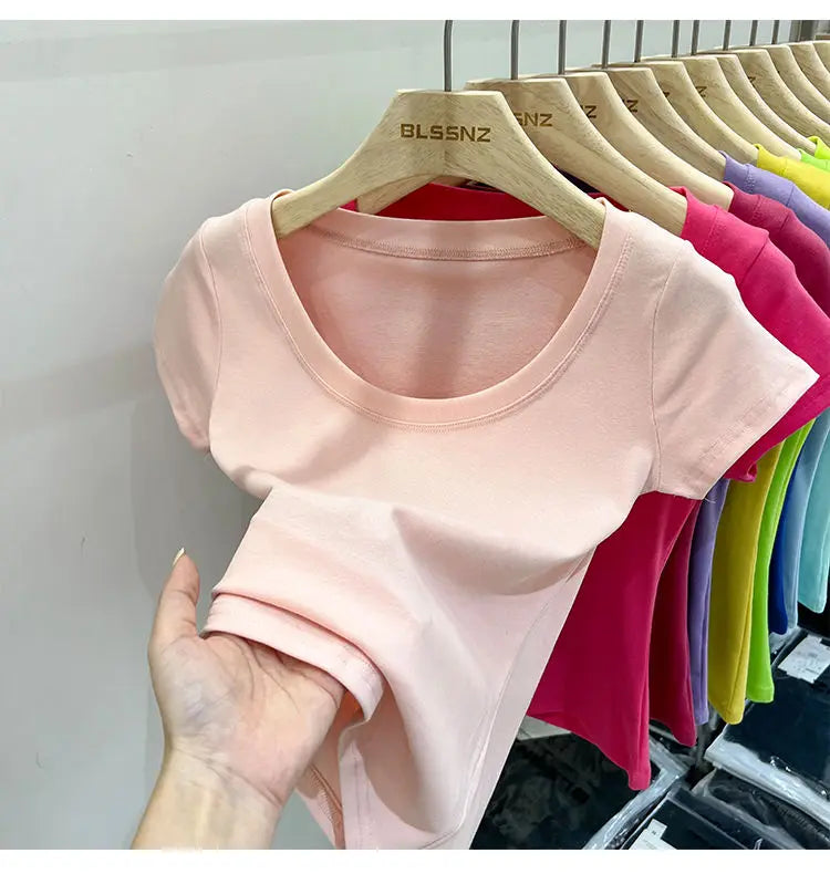 Cotton U-Neck Slimming Summer Tee for Women ATHLEXES