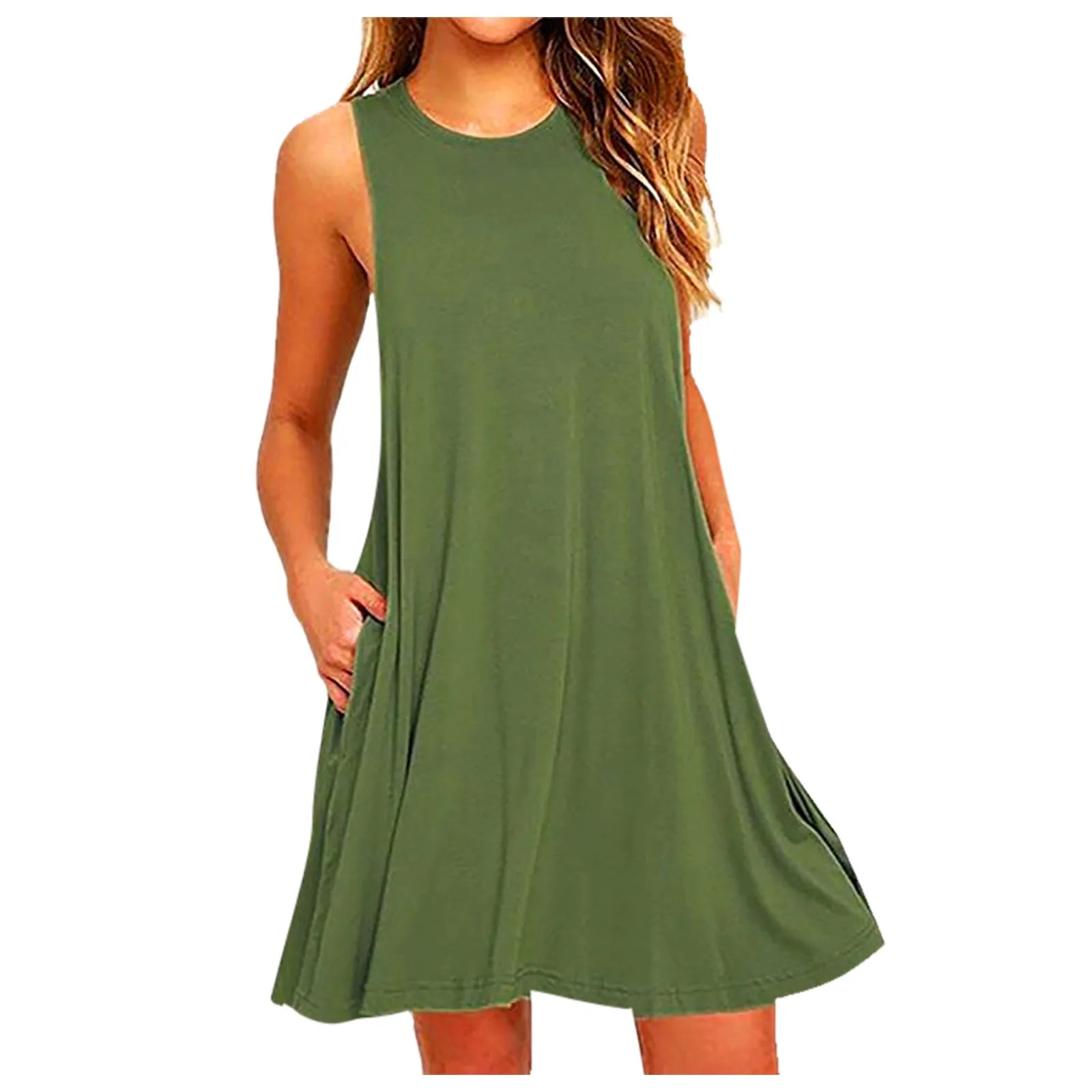 Elegant Summer Pleated Tank Dress with Pockets ATHLEXES