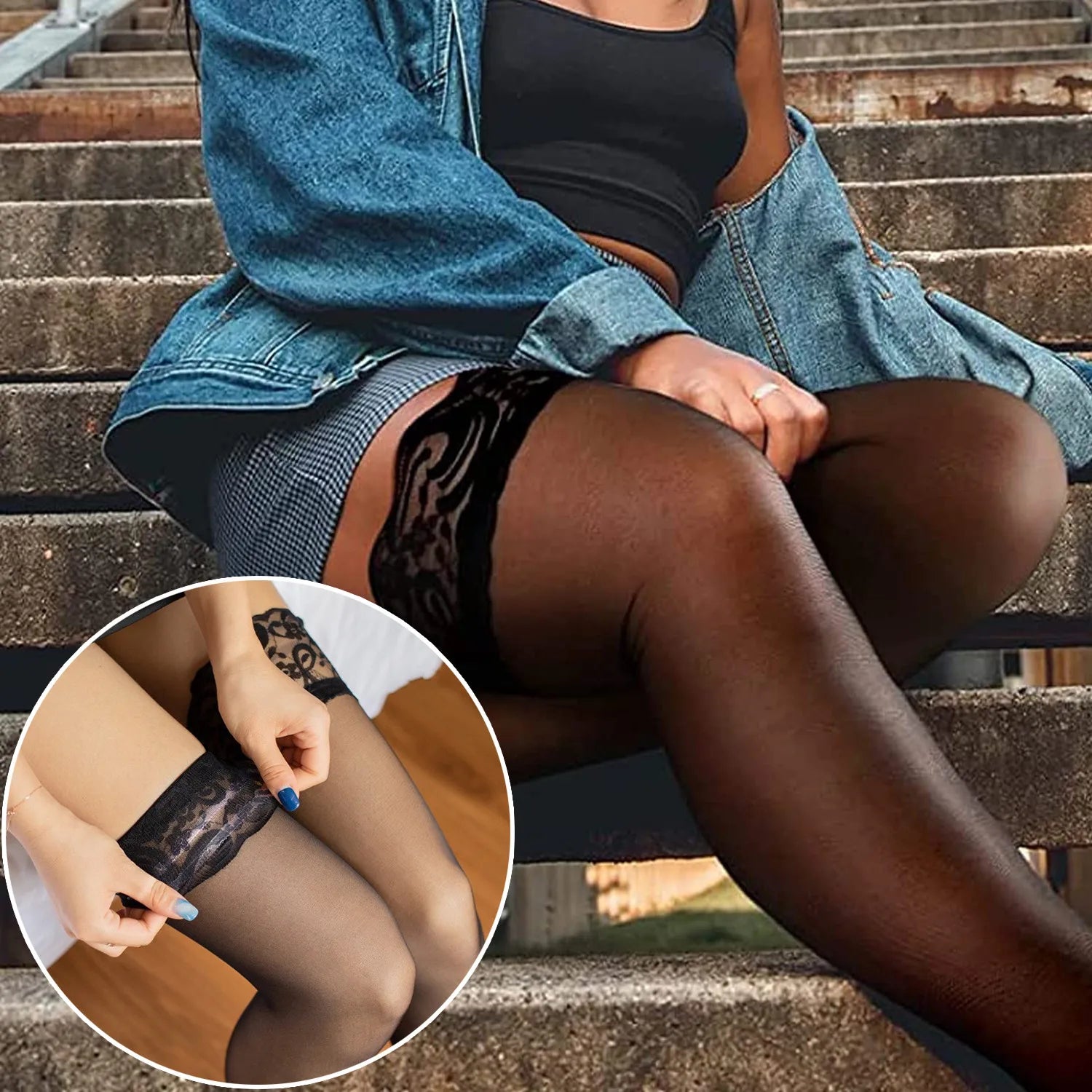 Luxe Lace Plus Size Stay-Up Thigh High Socks ATHLEXES