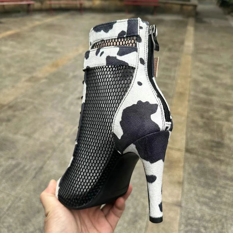 Hollow Mesh Peep Toe Stilettos: Summer High Heel Fashion ATHLEXES