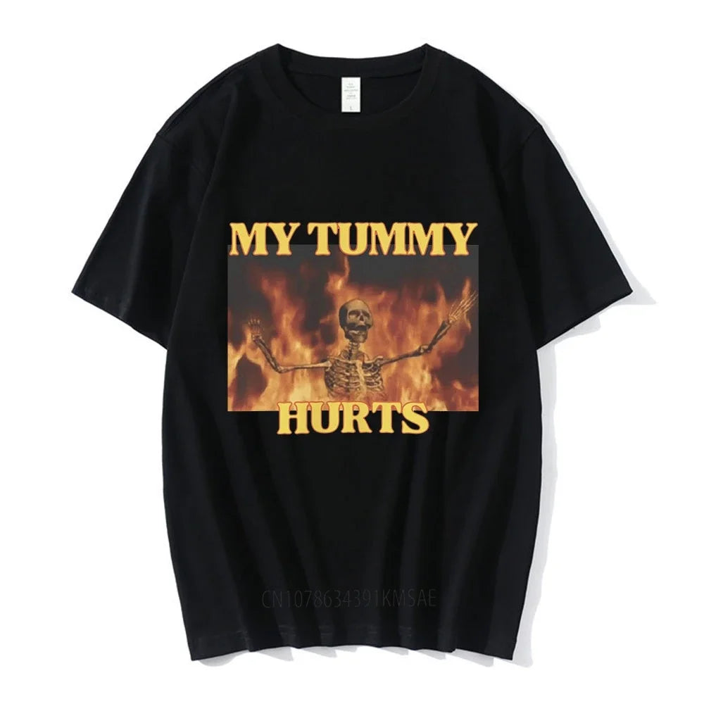 Skeleton Humor Tee: My Tummy Hurts Vintage Shirt ATHLEXES