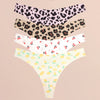 FINETOO 4Pcs Ultra Soft Leopard Print Thongs Comfort Lingerie ATHLEXES