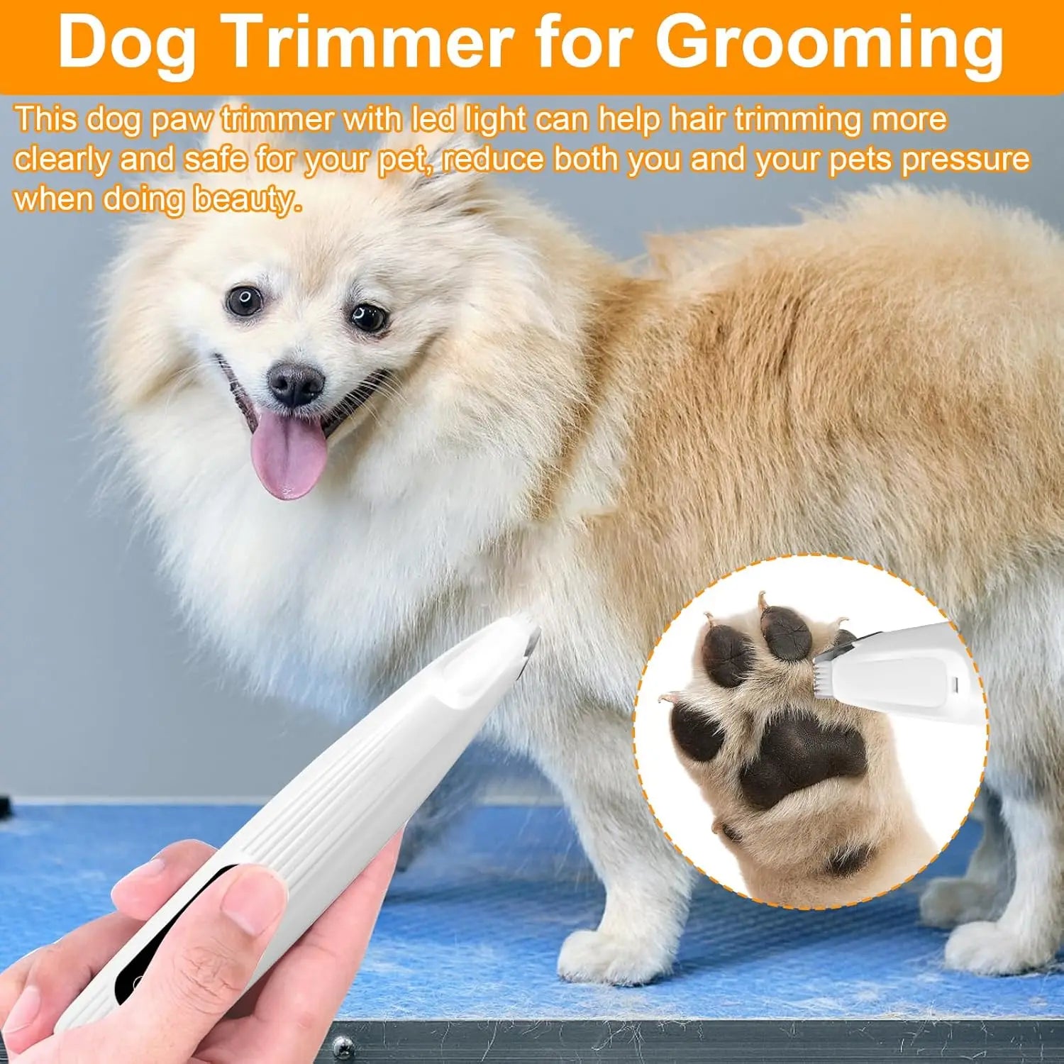 Rechargeable Pet Paw Trimmer with LED Light Multipurpose Waterproof Dog Hair Grooming Clipper Mute Cat Claw Pedicure Artifact ATHLEXES