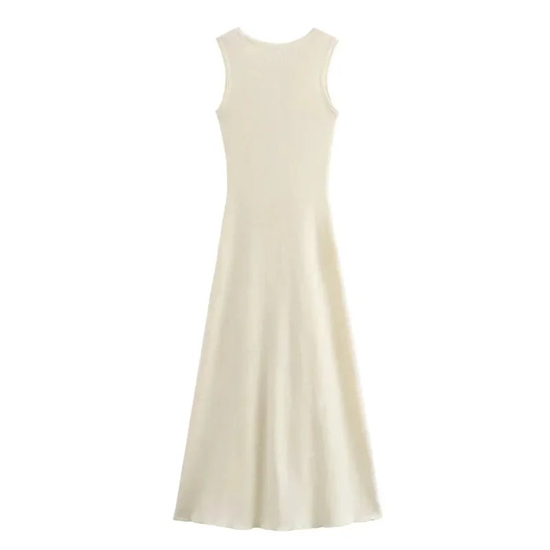 Elegant Knit Ribbed Maxi Dress with Pockets ATHLEXES